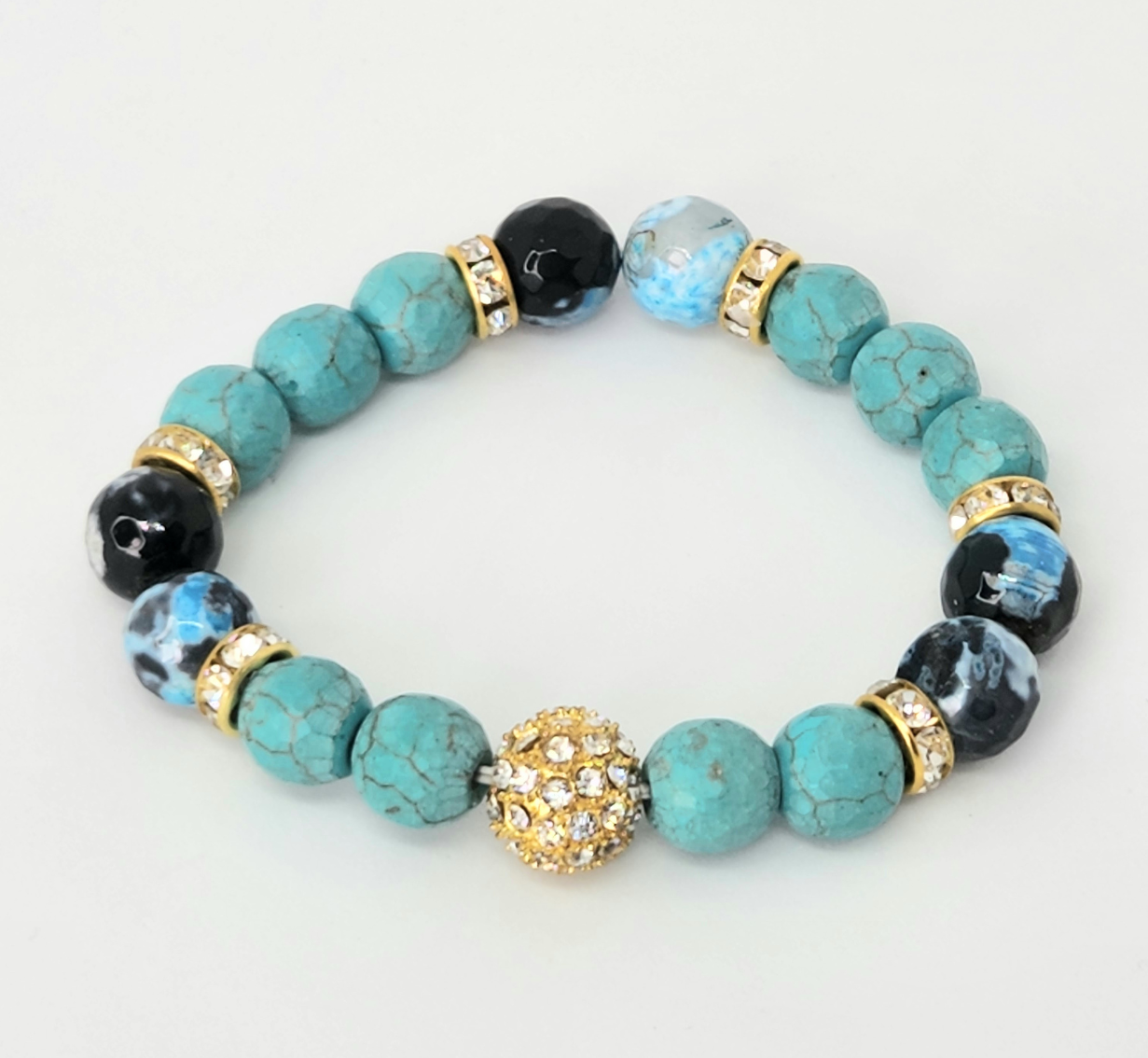Buy Bluejoy Jewelry Genuine Natural Turquoise Bracelet 3mm Perfect  Baby-Size Round Beads with Silver Spacer & Lobster Clasp Online at  desertcartINDIA