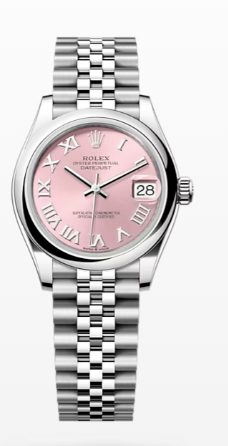 A silver and pink watch

Description automatically generated with low confidence