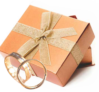 A box with a bow and rings
AI-generated content may be incorrect.